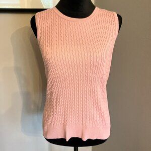 Jeanne Pierre sleeveless pink lightweight cotton preppy‎ cable knit top size med